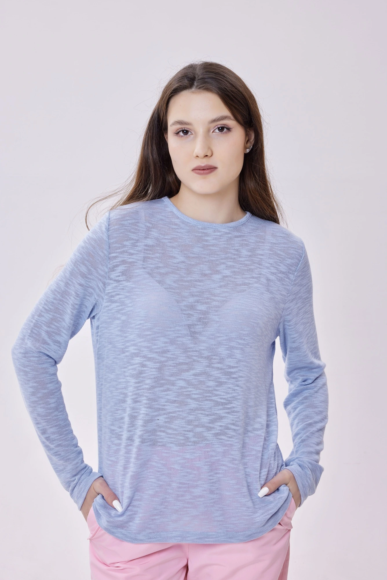 Лонгслив светло-голубой для женщин 40281-25 59