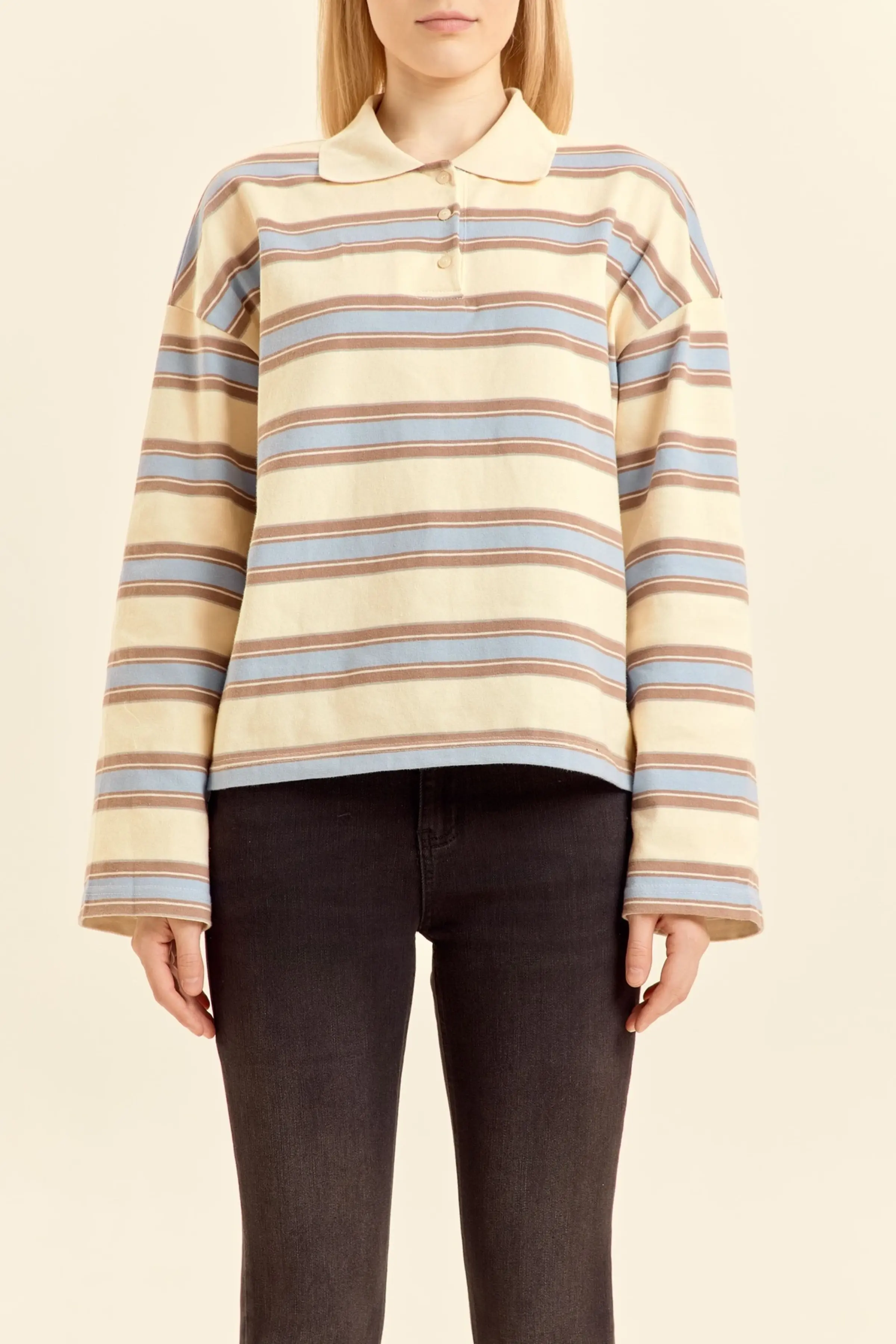 Лонгслив желто-голубая полоска для женщин 46276-216 59