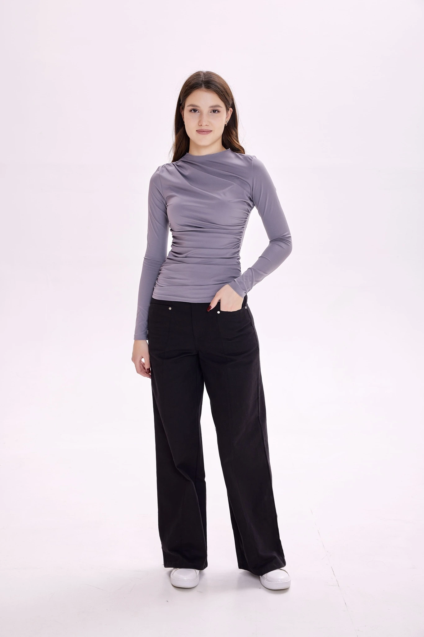 Лонгслив серый для женщин 39311-61 59