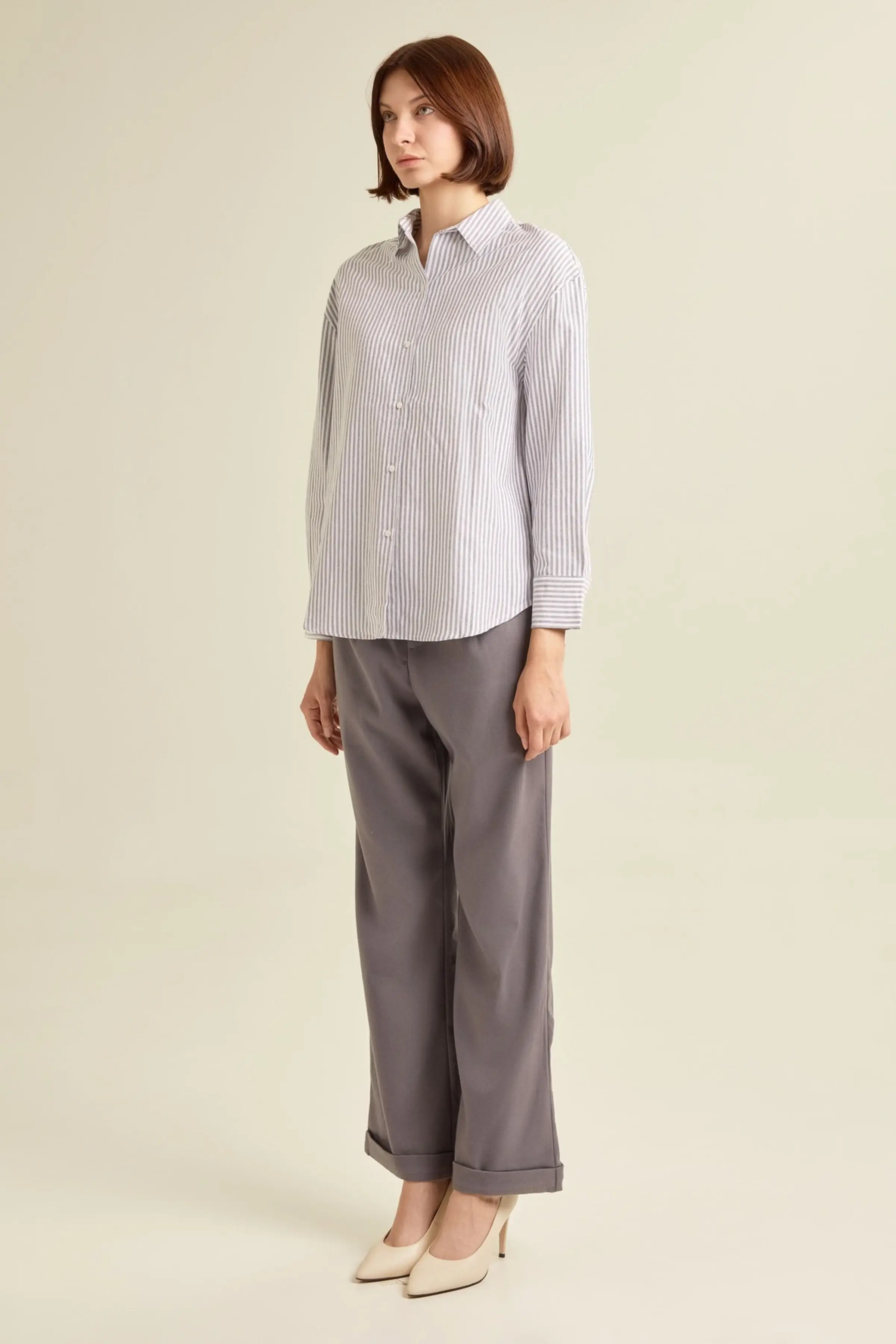 Рубашка бело-синяя полоска для женщин 47246-48 66