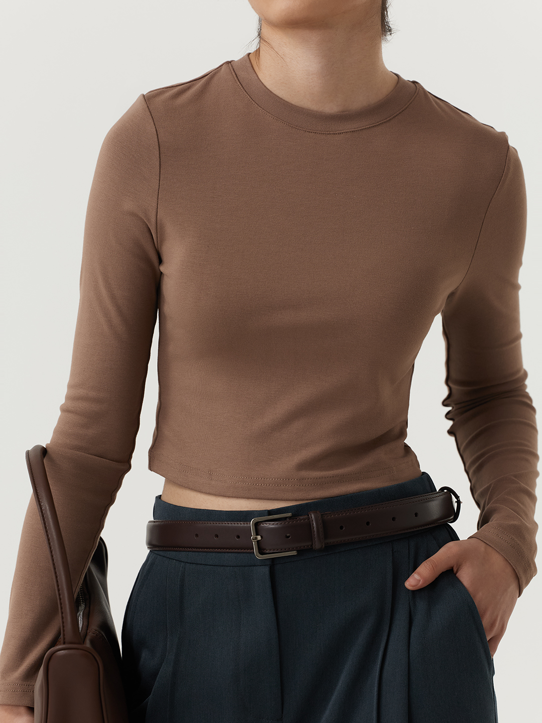 Лонгслив коричневый для женщин 48267-13 59