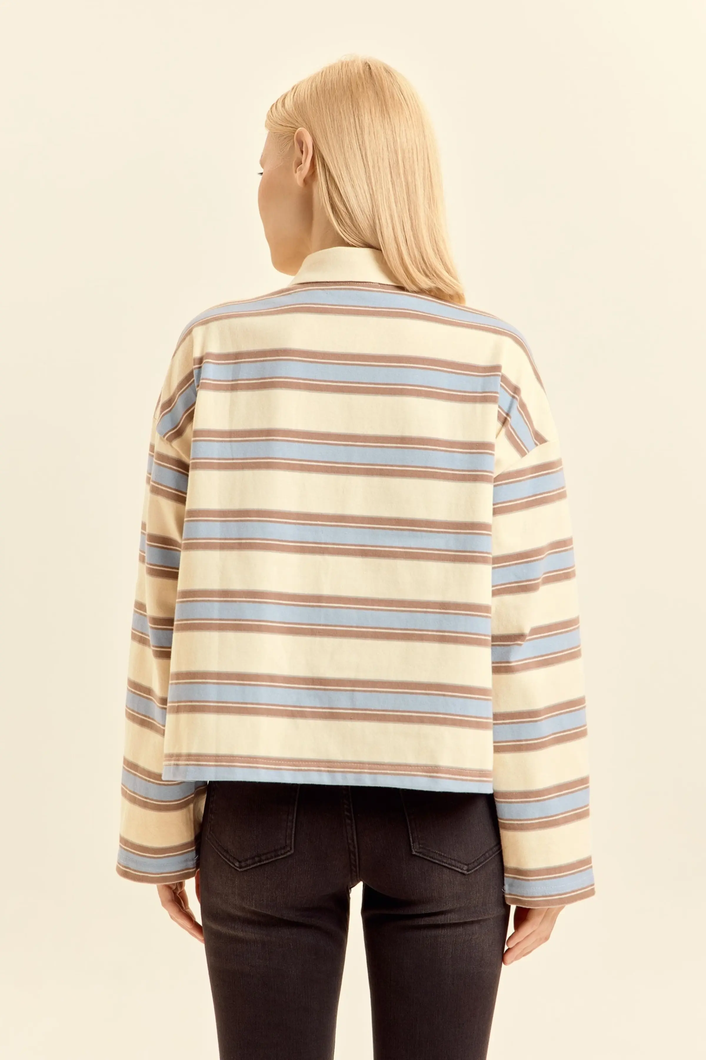 Лонгслив желто-голубая полоска для женщин 46276-216 59