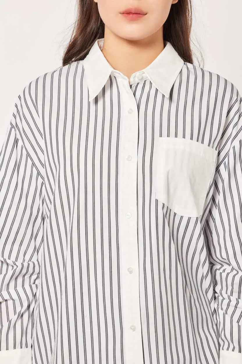 Рубашка бело-черная полоска для женщин 44249-46 66