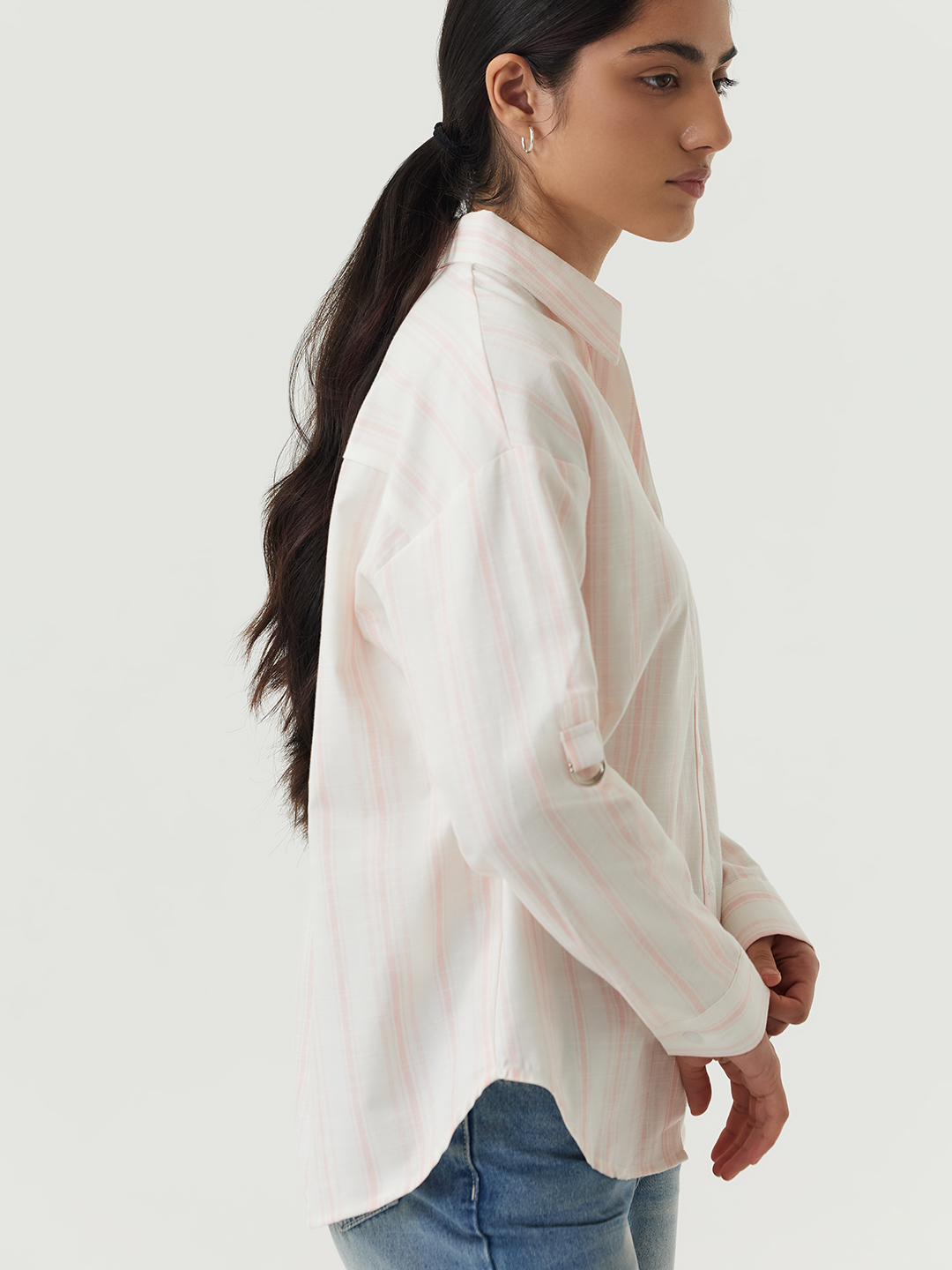 Рубашка бело-розовая полоска для женщин 48211-51 66