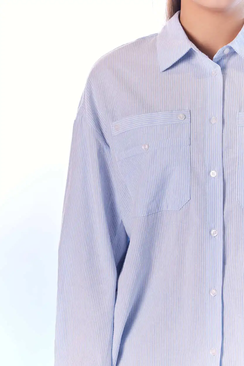 Рубашка бело-синяя полоска для женщин 44199-48 66