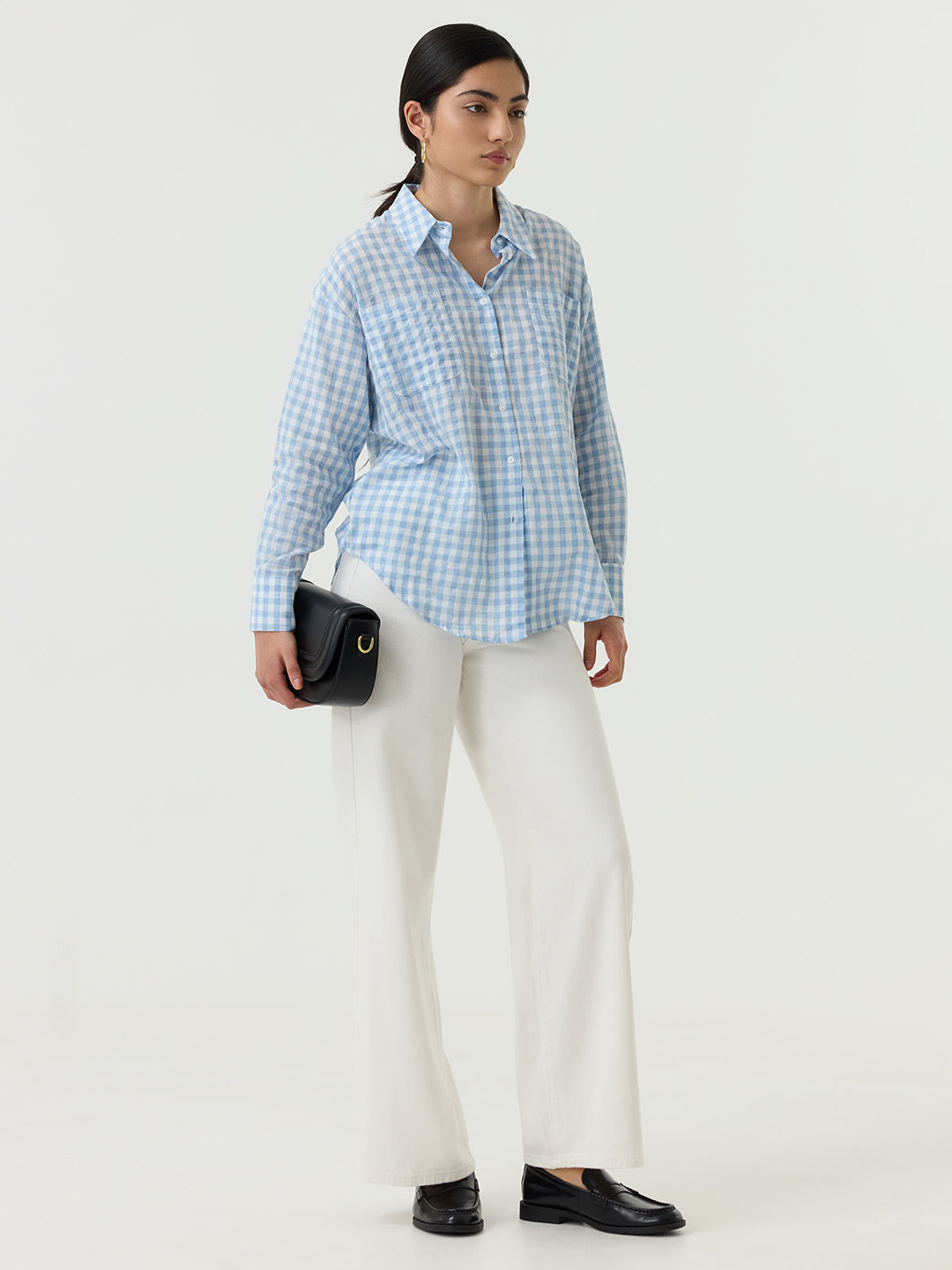 Рубашка бело-голубая клетка для женщин 48292-104 66