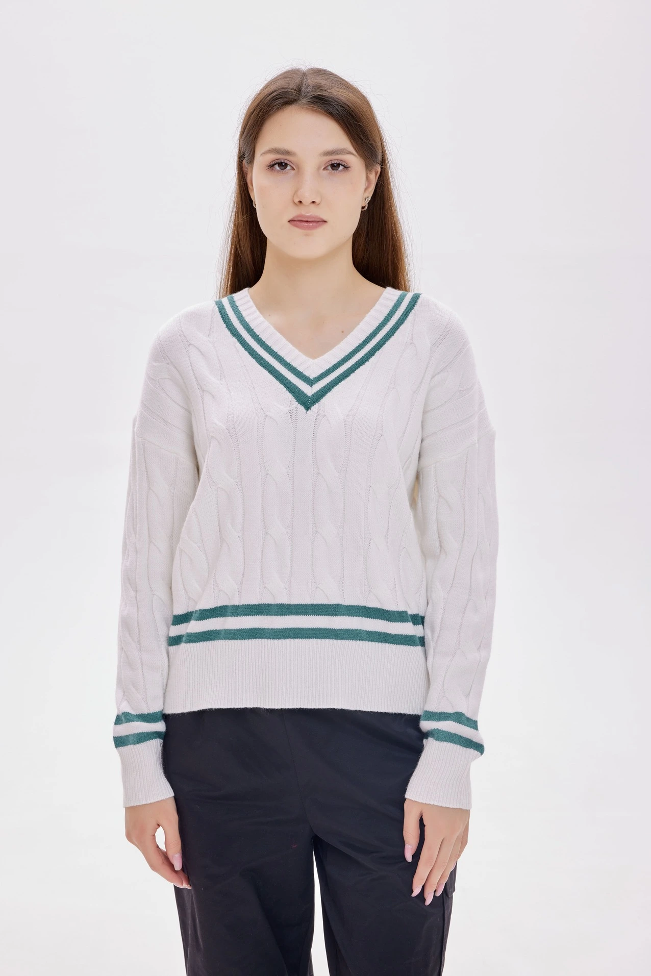 Джемпер зелено-белый для женщин 40105-210 60