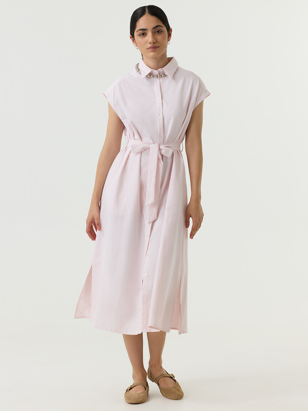 Платье бело-розовая полоска для женщин 48153-51 54