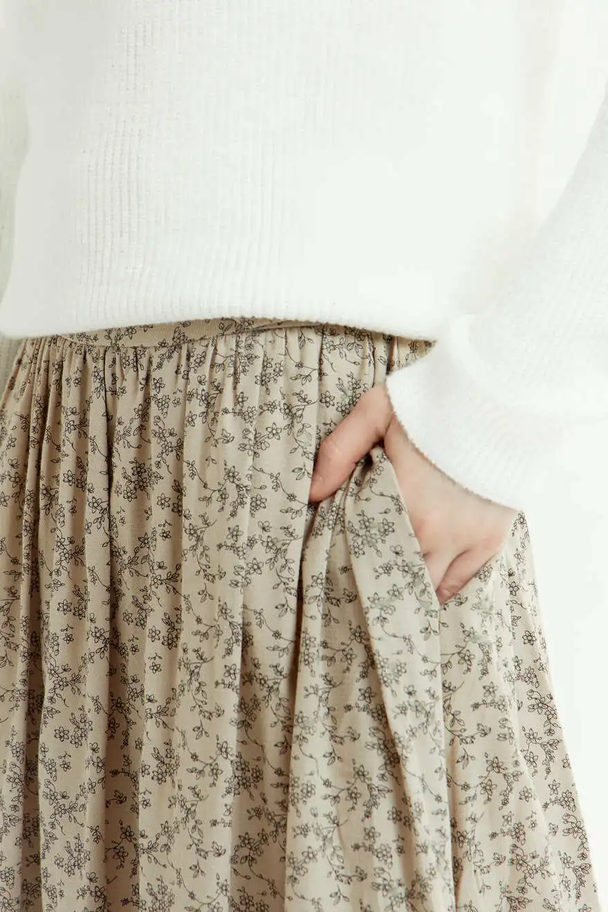 Юбка бежевый в цветочек для женщин 44214-130 52