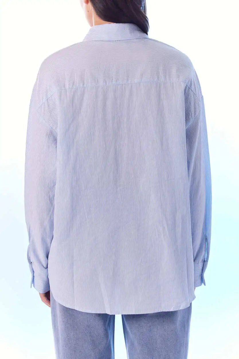 Рубашка бело-синяя полоска для женщин 44199-48 66