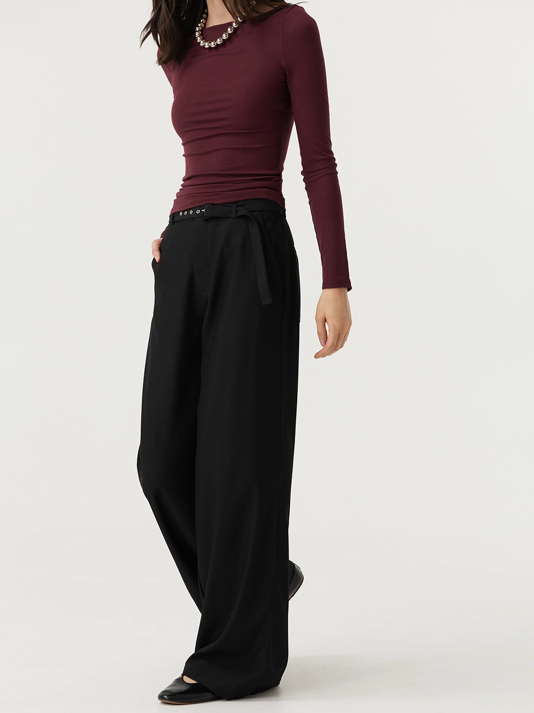 Лонгслив бордовый для женщин 48108-67 59