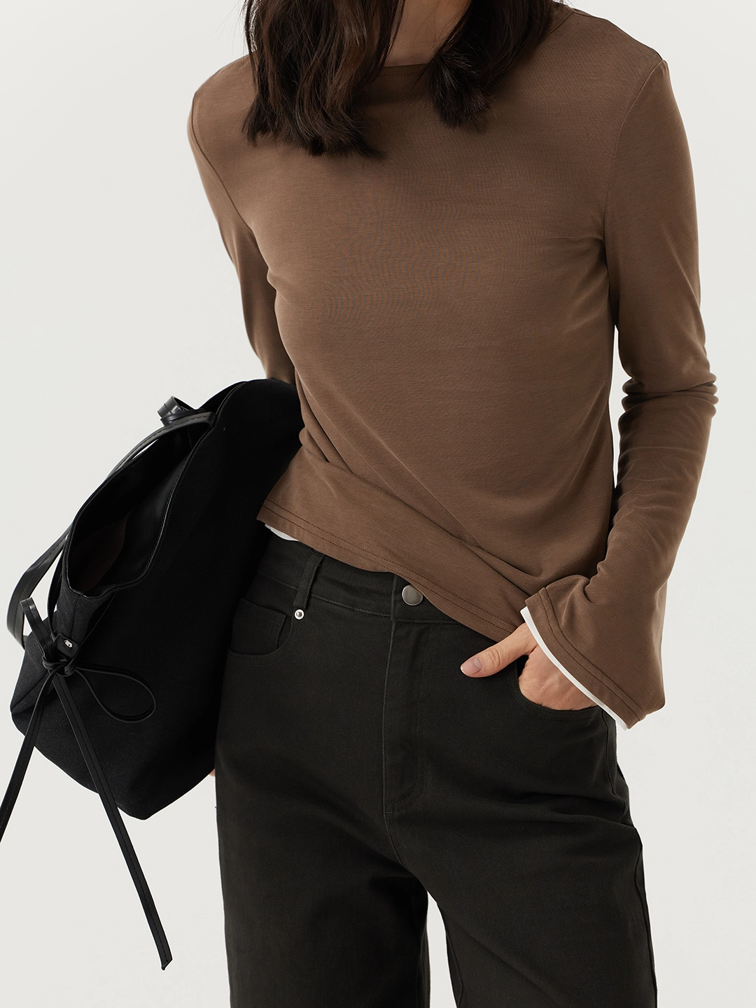 Лонгслив коричневый для женщин 48165-13 59