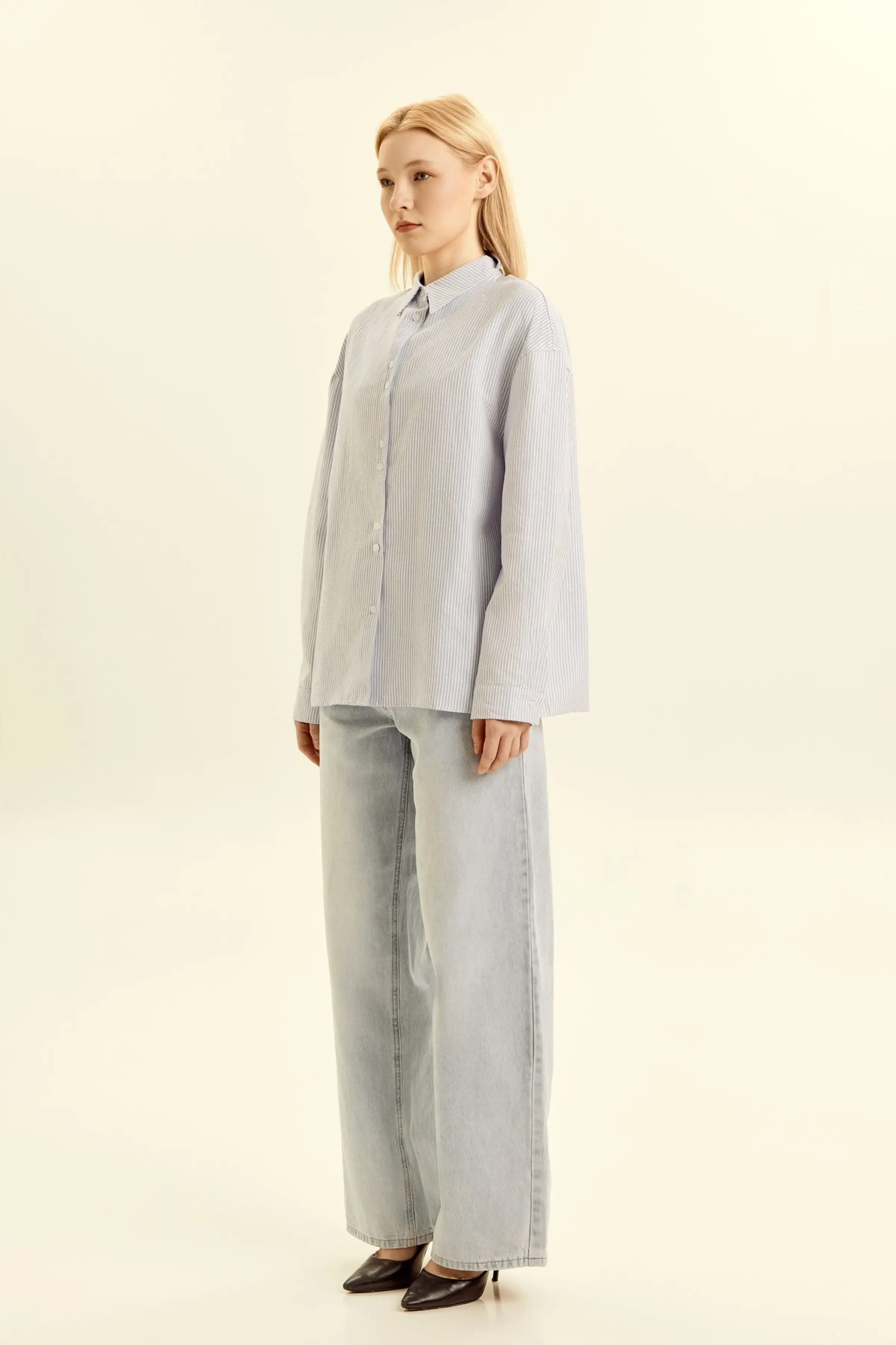 Рубашка бело-голубая полоска для женщин 46274-47 66