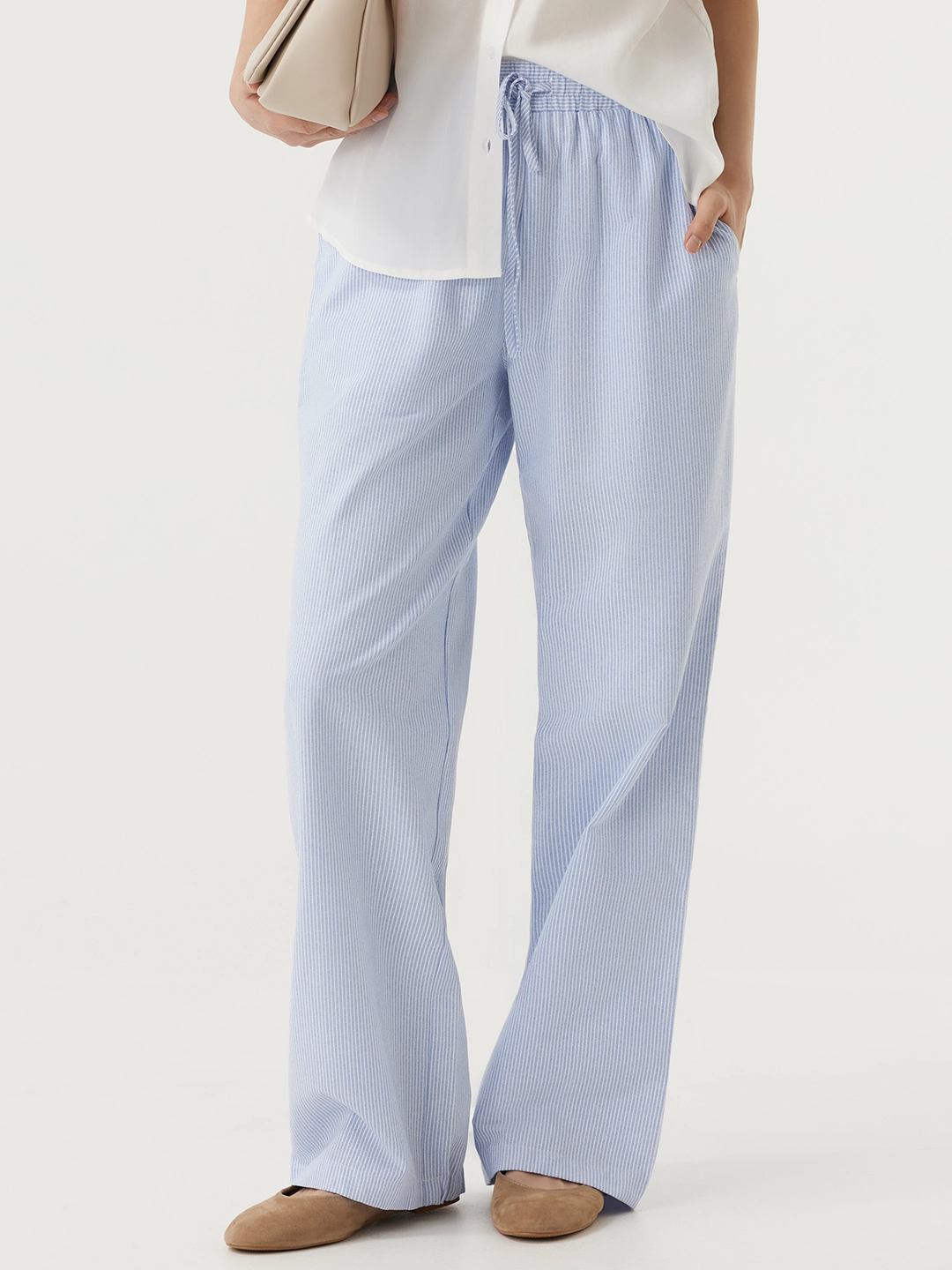 Брюки бело-голубая полоска для женщин 48335-47 71