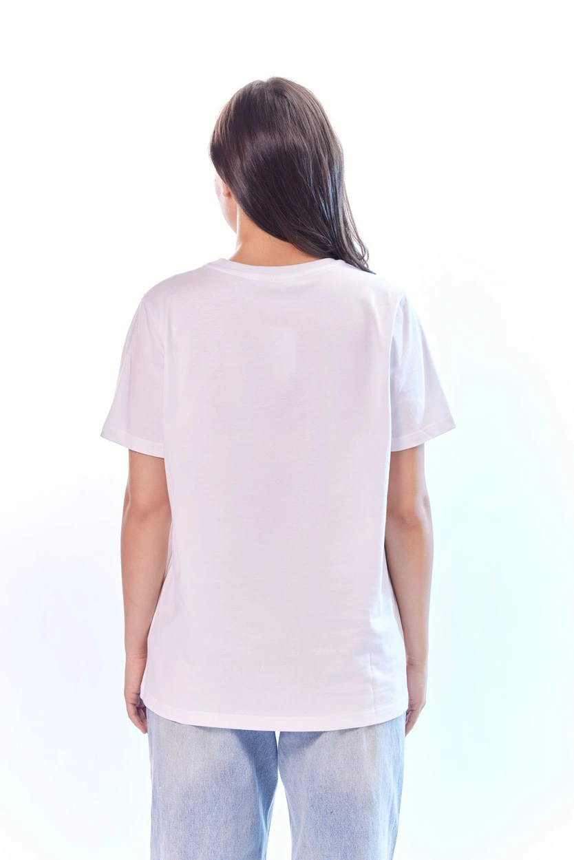 Футболка белый с розовым принтом для женщин 44282-279 67