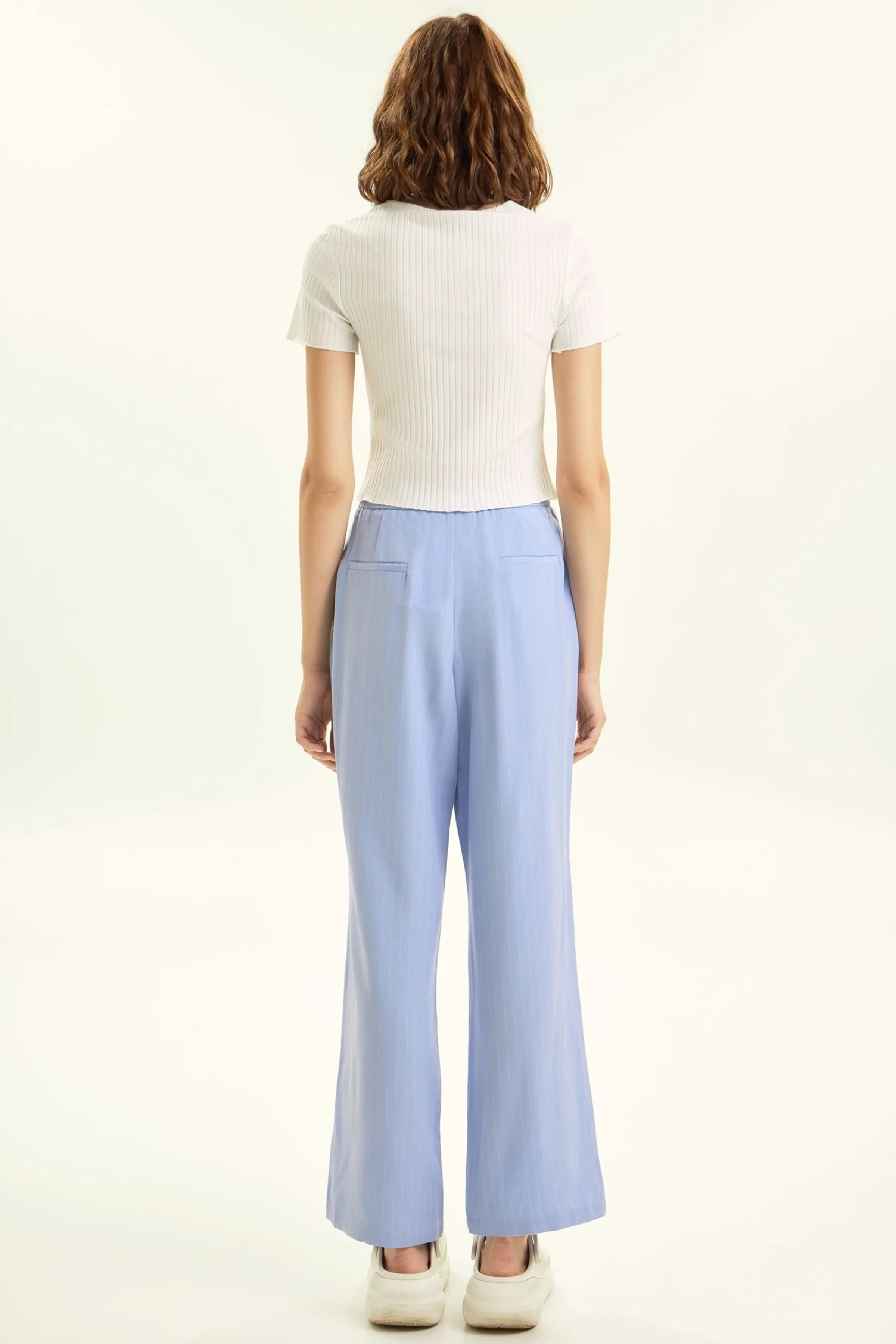 Брюки бело-голубая полоска для женщин 45104-47 71