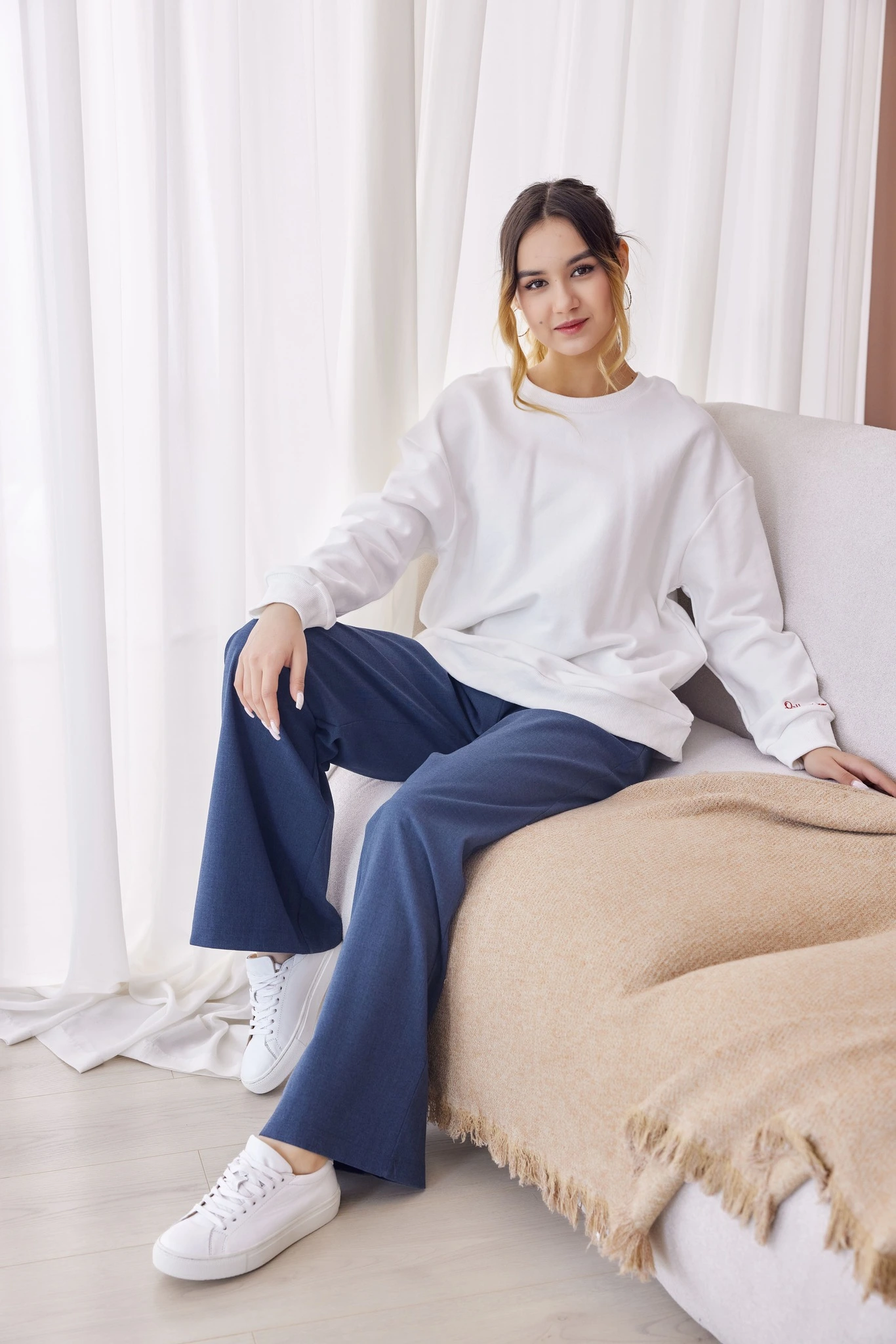 Толстовка бело-красный для женщин 40191-237 55