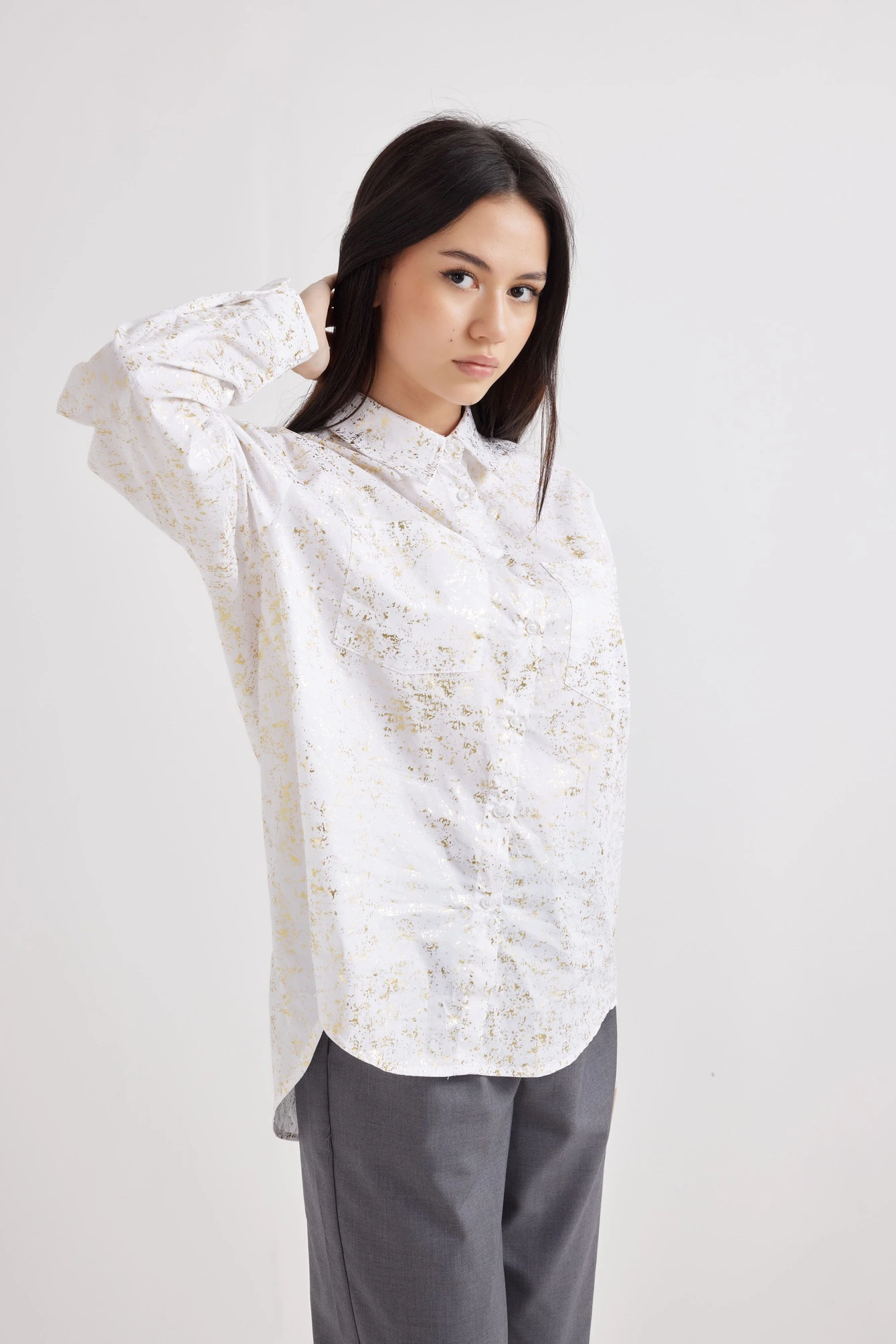 Рубашка белый с золотом для женщин 42123-273 66
