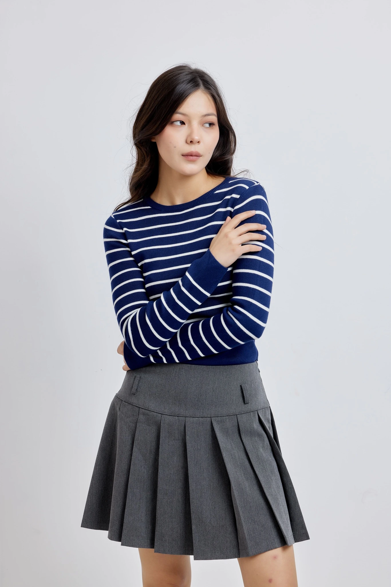 Джемпер бело-синяя полоска для женщин 42167-48 60