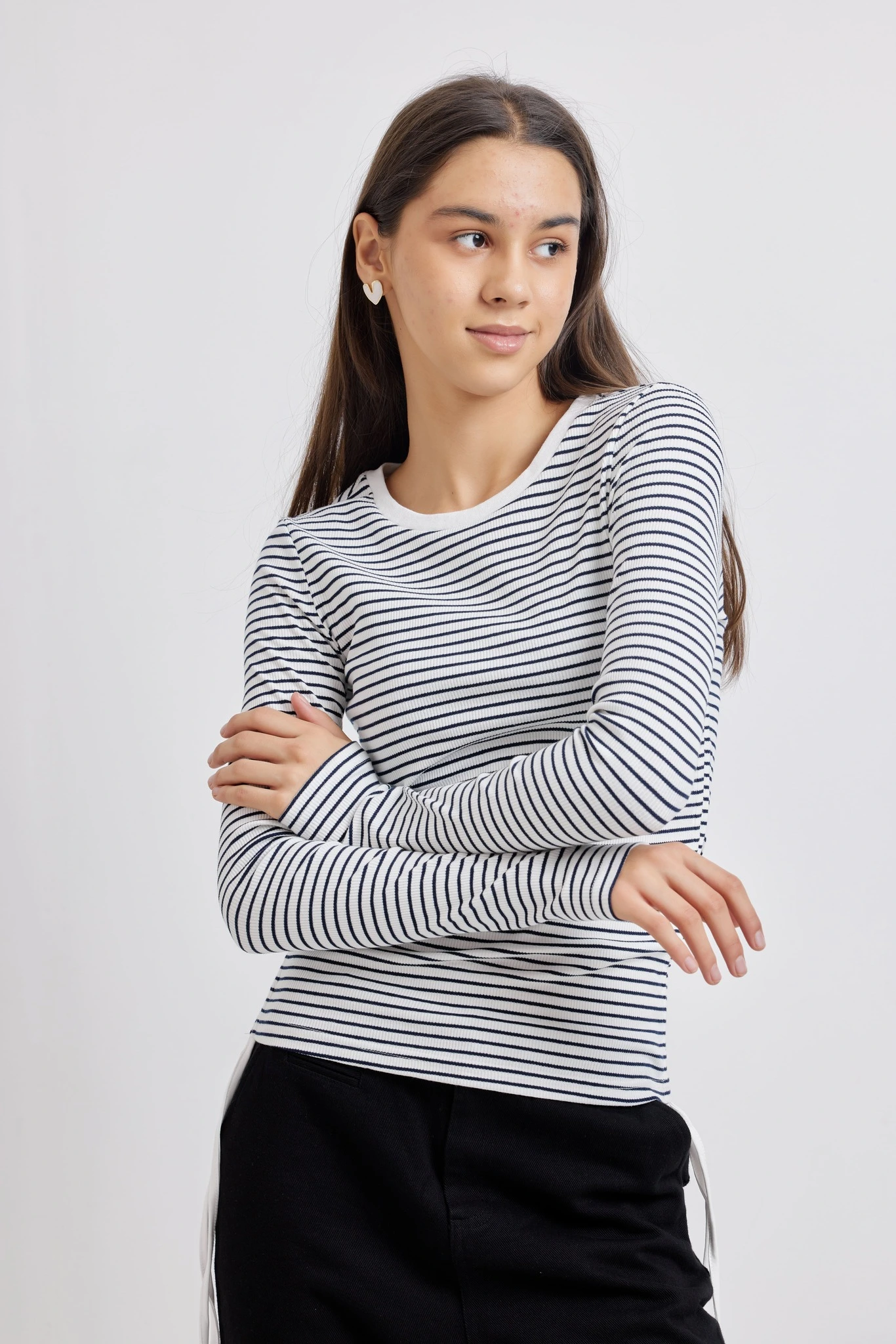 Лонгслив бело-синяя полоска для женщин 42408U-48 59