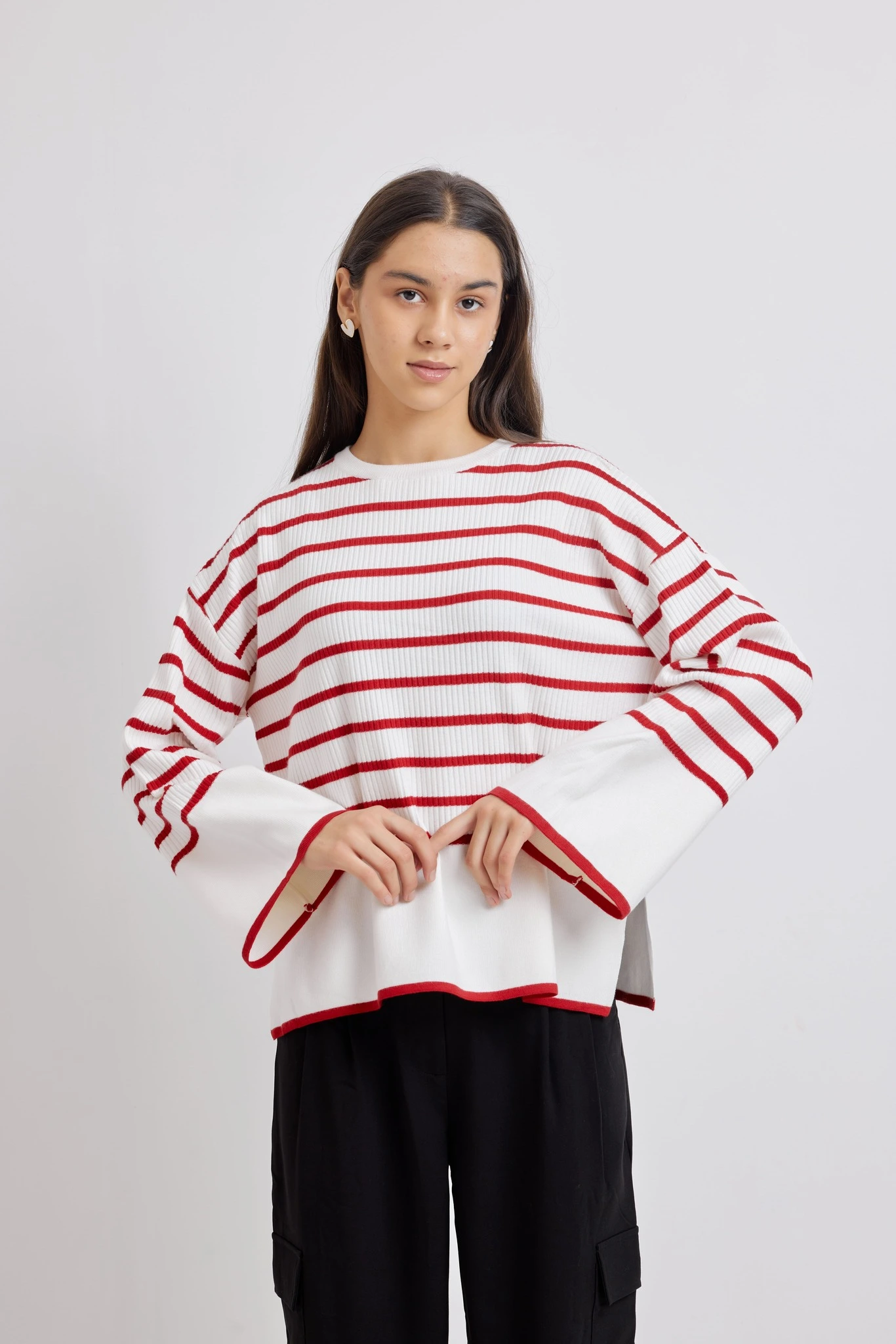Джемпер бело-красная полоска для женщин 42406U-50 60