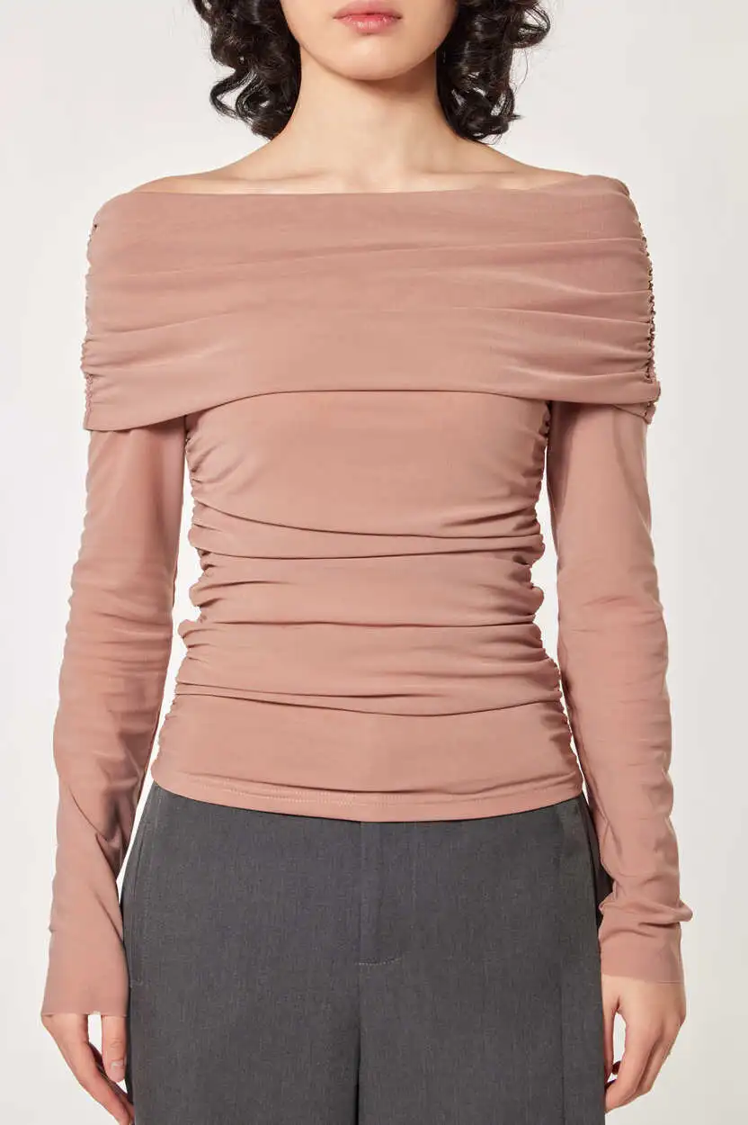 Лонгслив темно-бежевый для женщин 44258-78 59