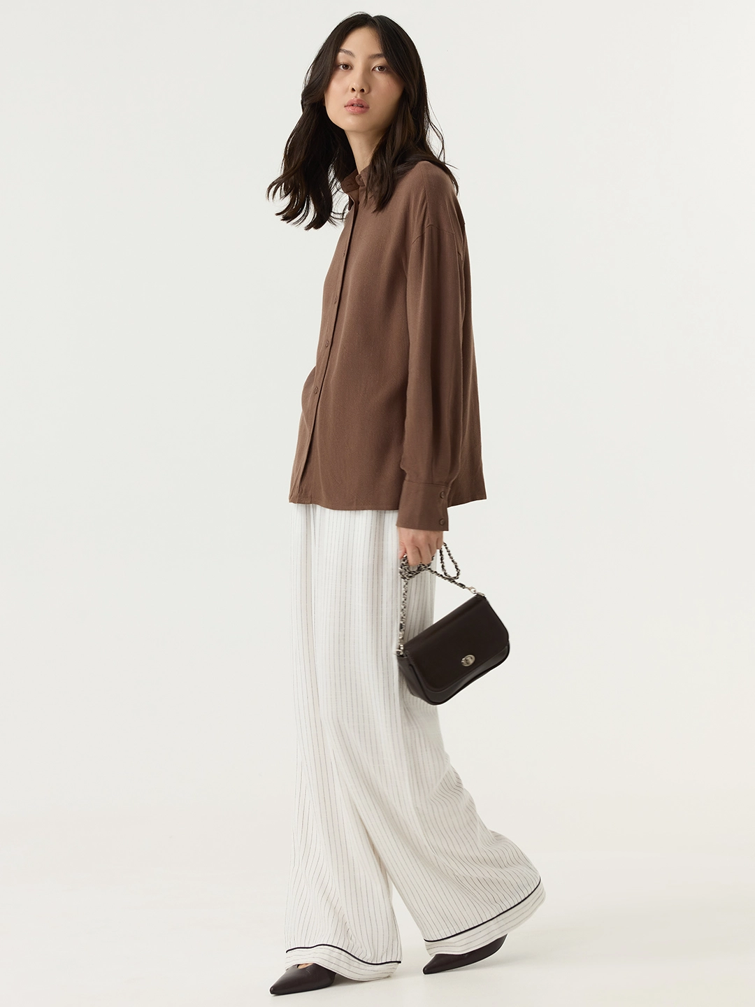 Брюки бело-черная полоска для женщин 48347-46 71