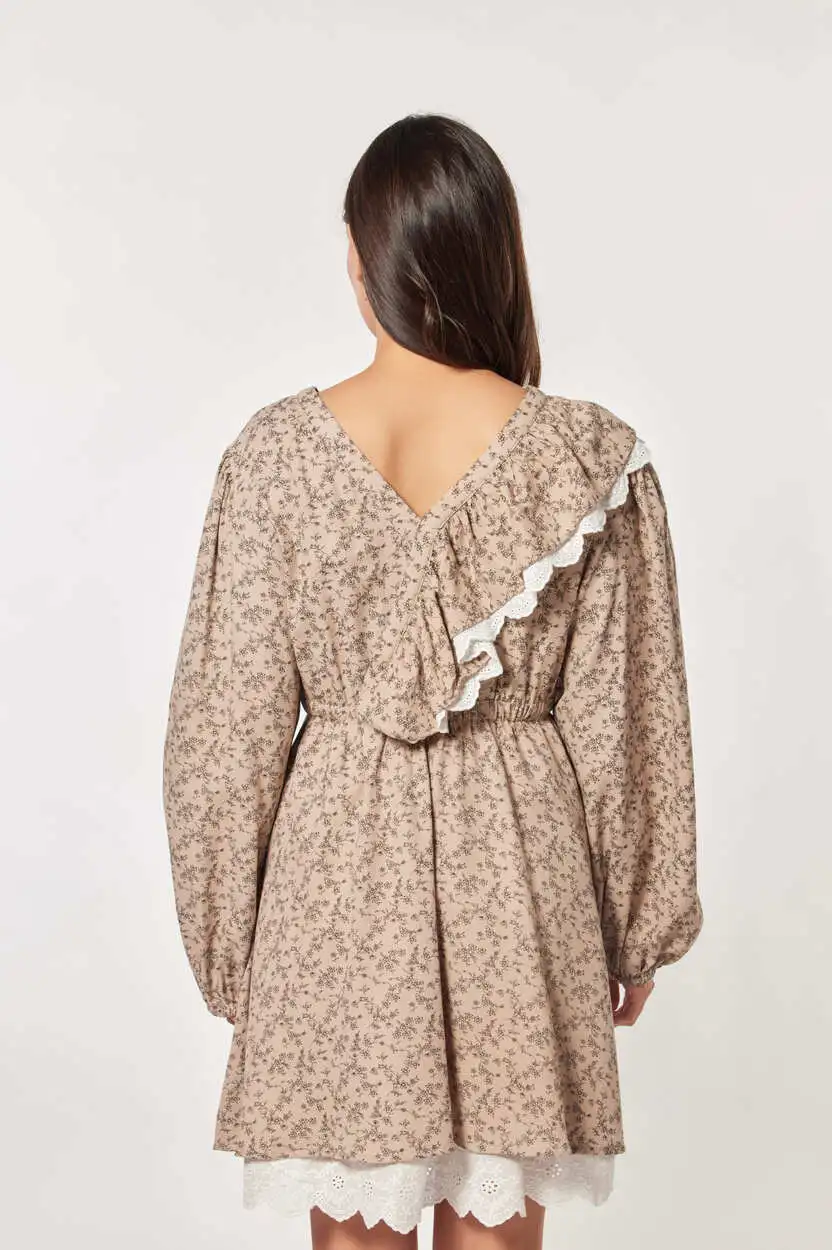 Платье бежевый в цветочек для женщин 44221-130 54