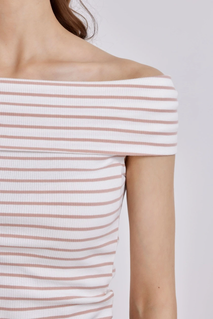 Футболка бело-розовая полоска для женщин 41133-51 67