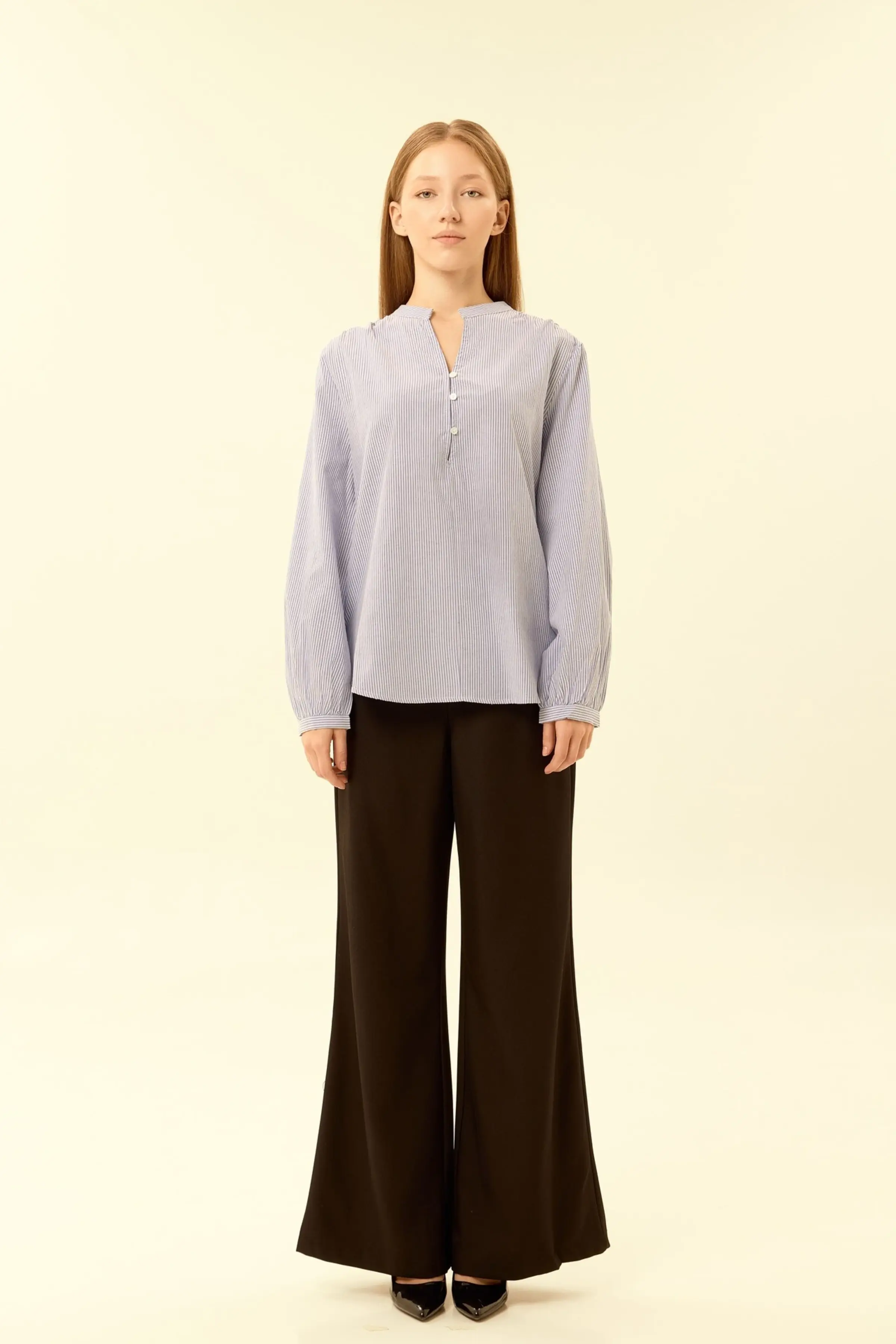 Блузка бело-синяя полоска для женщин 46251-48 28