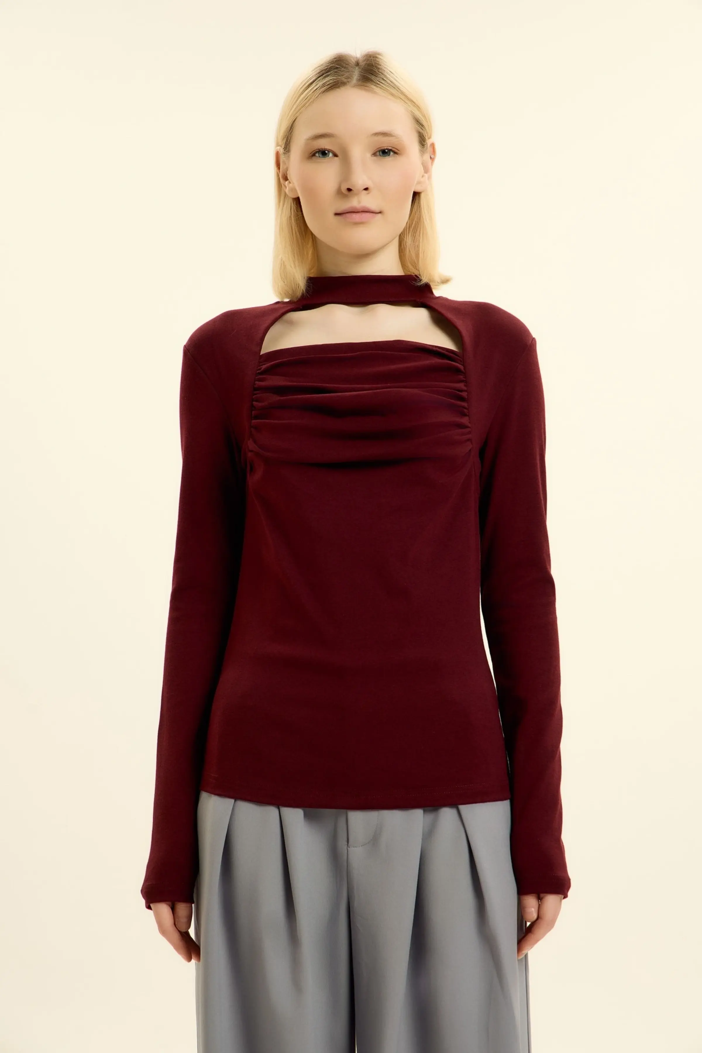 Лонгслив бордовый для женщин 46229-67 59