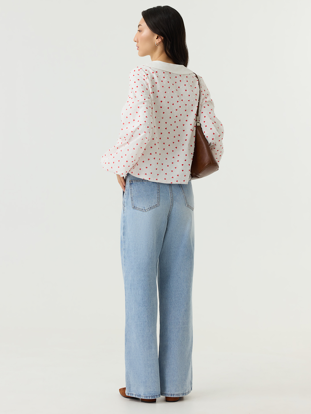 Блузка белый в принт сердечко для женщин 48261-299 28