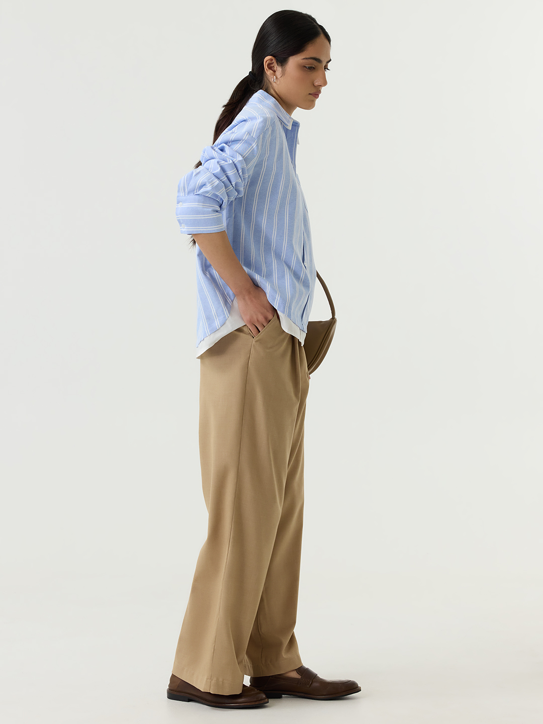 Рубашка бело-голубая полоска для женщин 48250-47 66