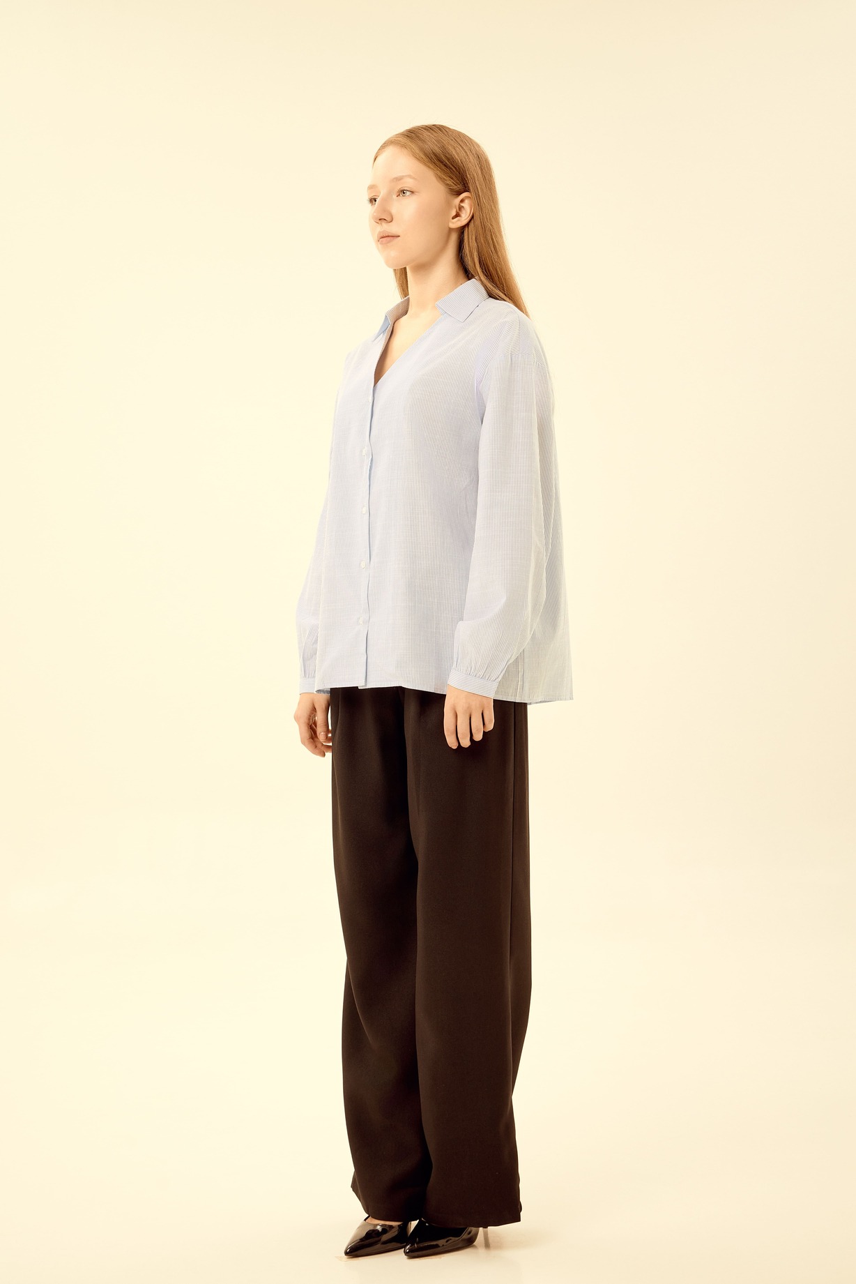 Рубашка бело-голубая полоска для женщин 45237D-47 66