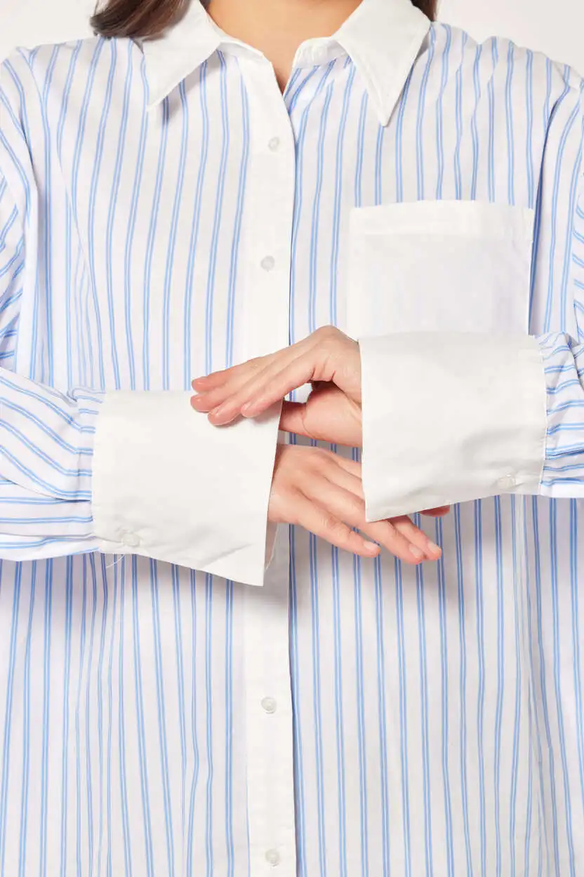 Рубашка бело-голубая полоска для женщин 44249-47 66