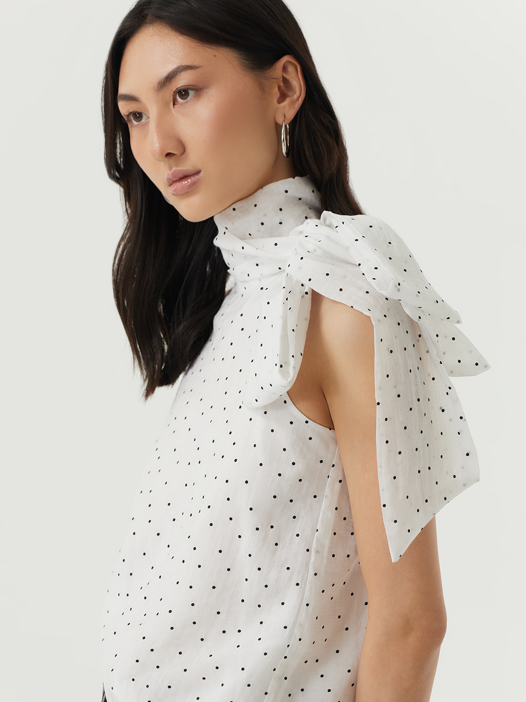 Блузка белый в черный горошек  для женщин 48219-297 28