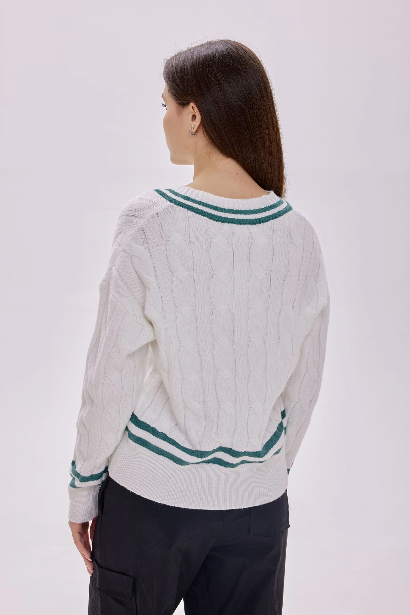Джемпер зелено-белый для женщин 40105-210 60