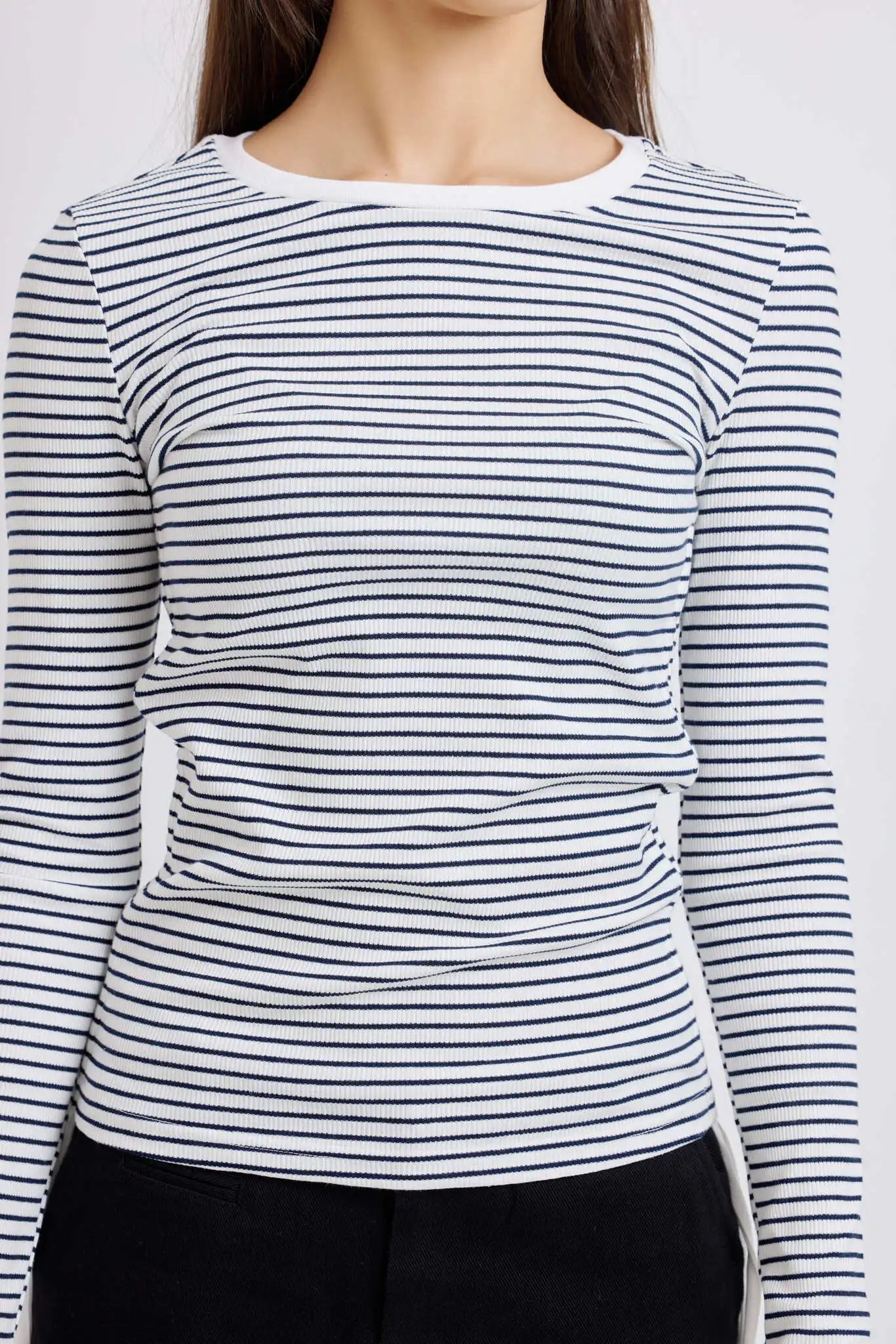 Лонгслив бело-синяя полоска для женщин 42408U-48 59