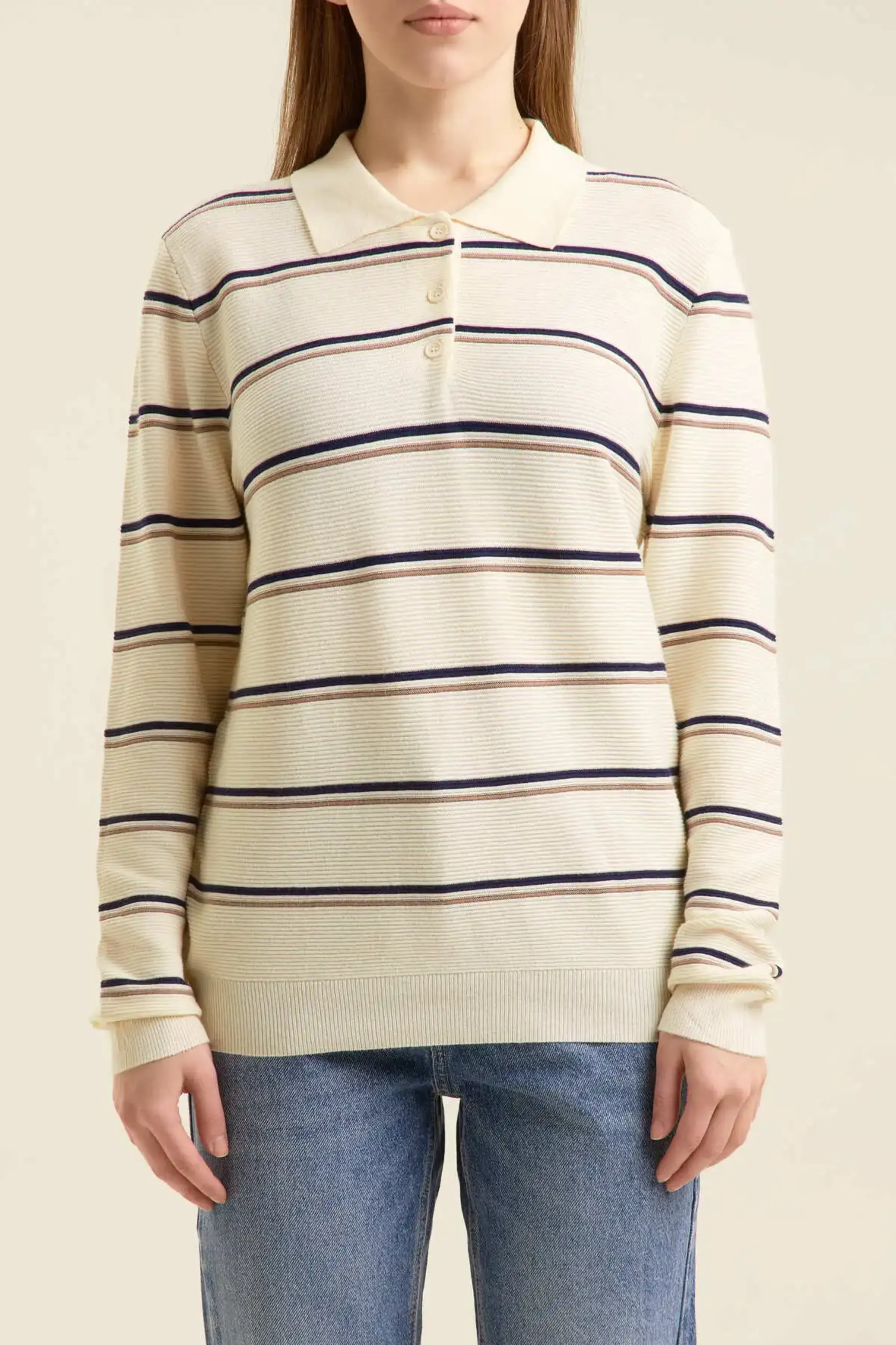 Джемпер сине-бежевая полоска для женщин 47239-296 60