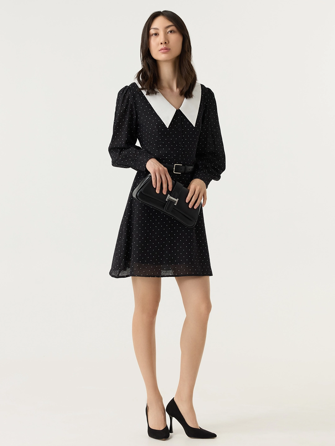 Платье черный в белый горошек  для женщин 48228-298 54