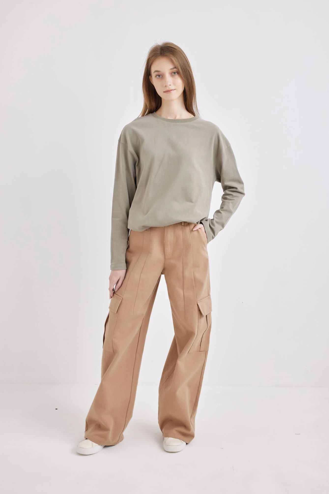 Лонгслив хаки для женщин 42124-14 59