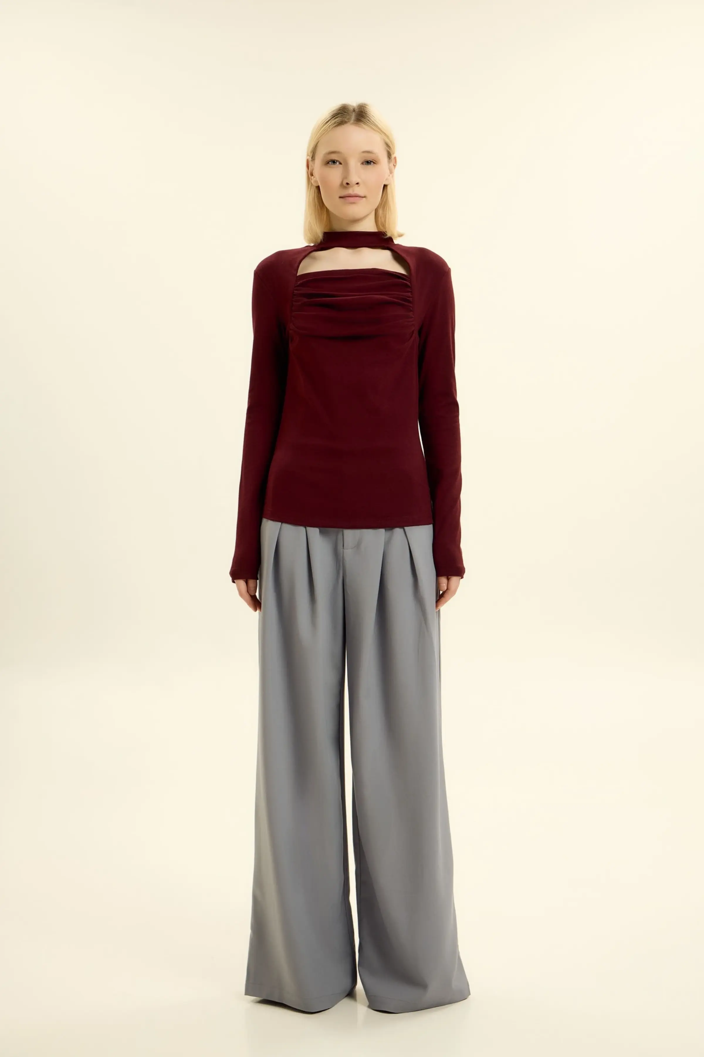 Лонгслив бордовый для женщин 46229-67 59