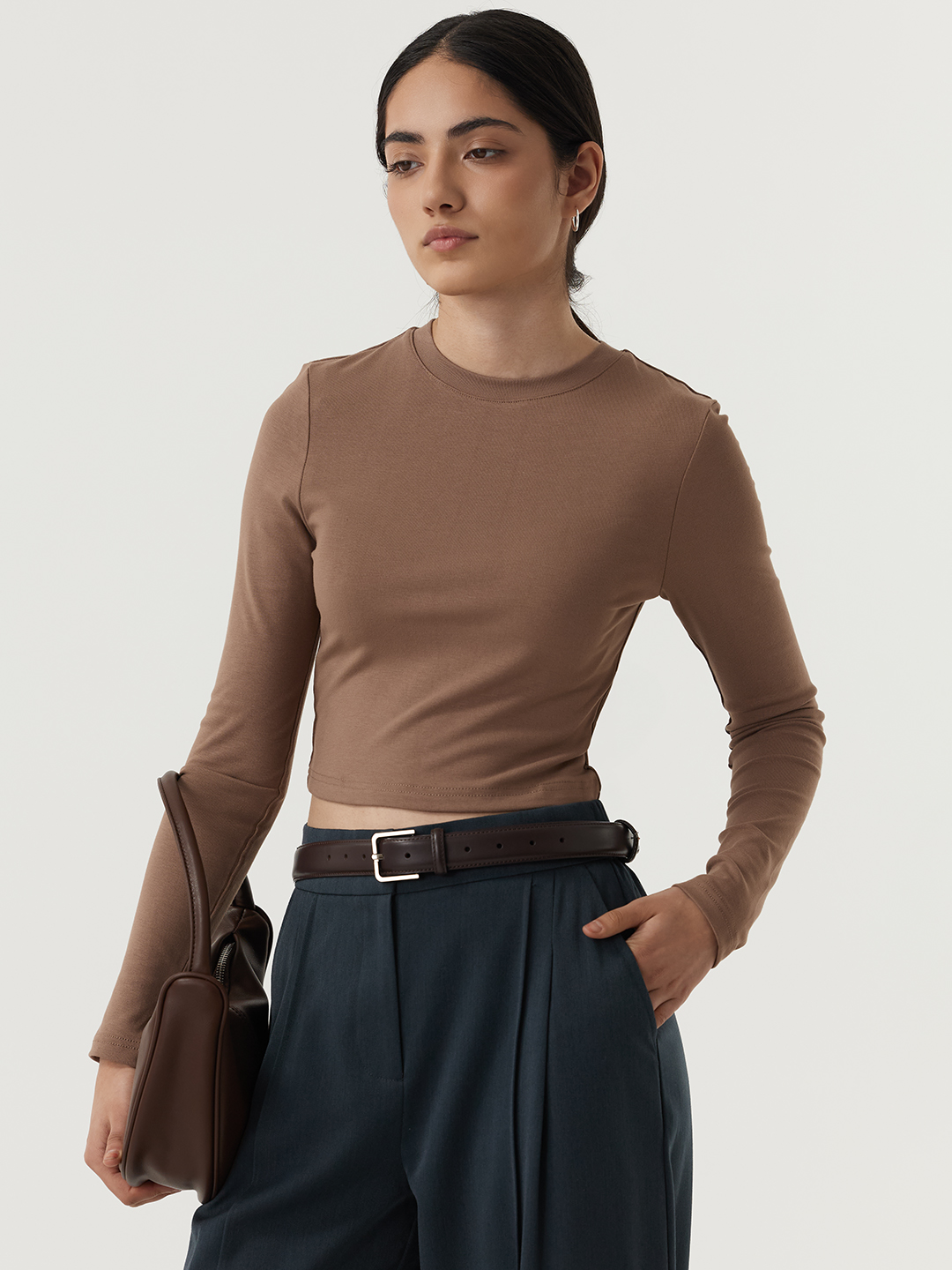 Лонгслив коричневый для женщин 48267-13 59