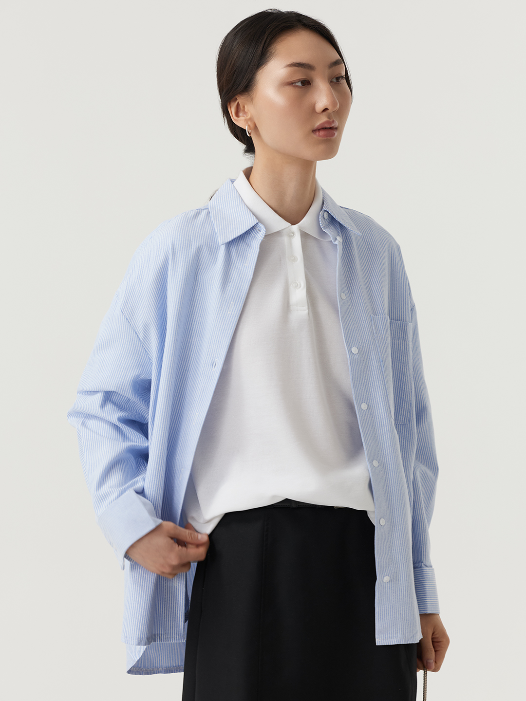 Рубашка бело-голубая полоска для женщин 48344-47 66