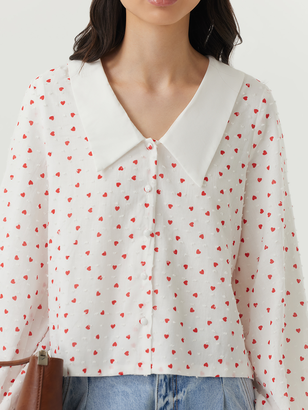 Блузка белый в принт сердечко для женщин 48261-299 28