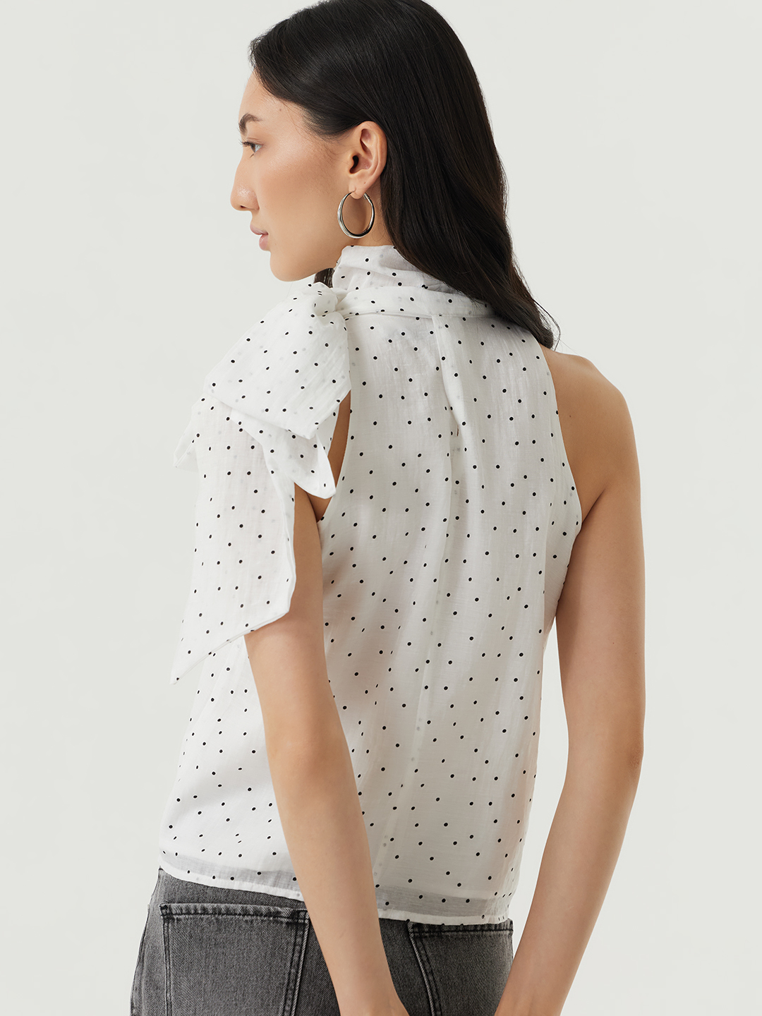 Блузка белый в черный горошек  для женщин 48219-297 28