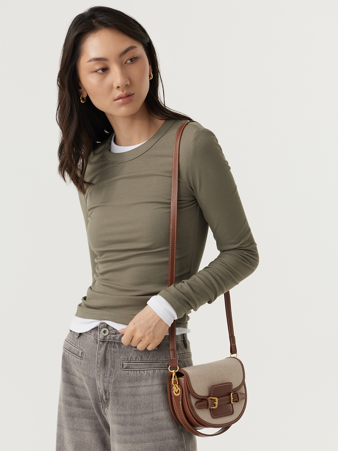 Лонгслив хаки для женщин 48173-14 59