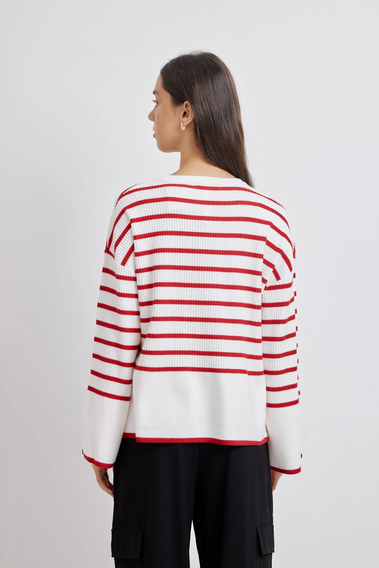 Джемпер бело-красная полоска для женщин 42406U-50 60