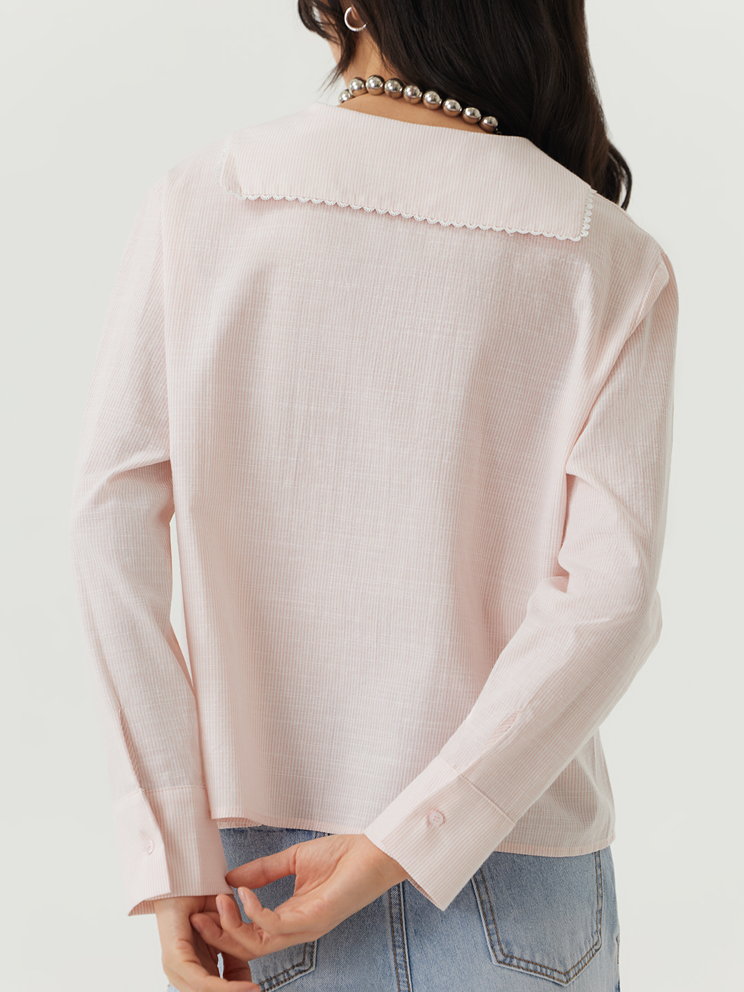 Рубашка бело-розовая полоска для женщин 48204-51 66