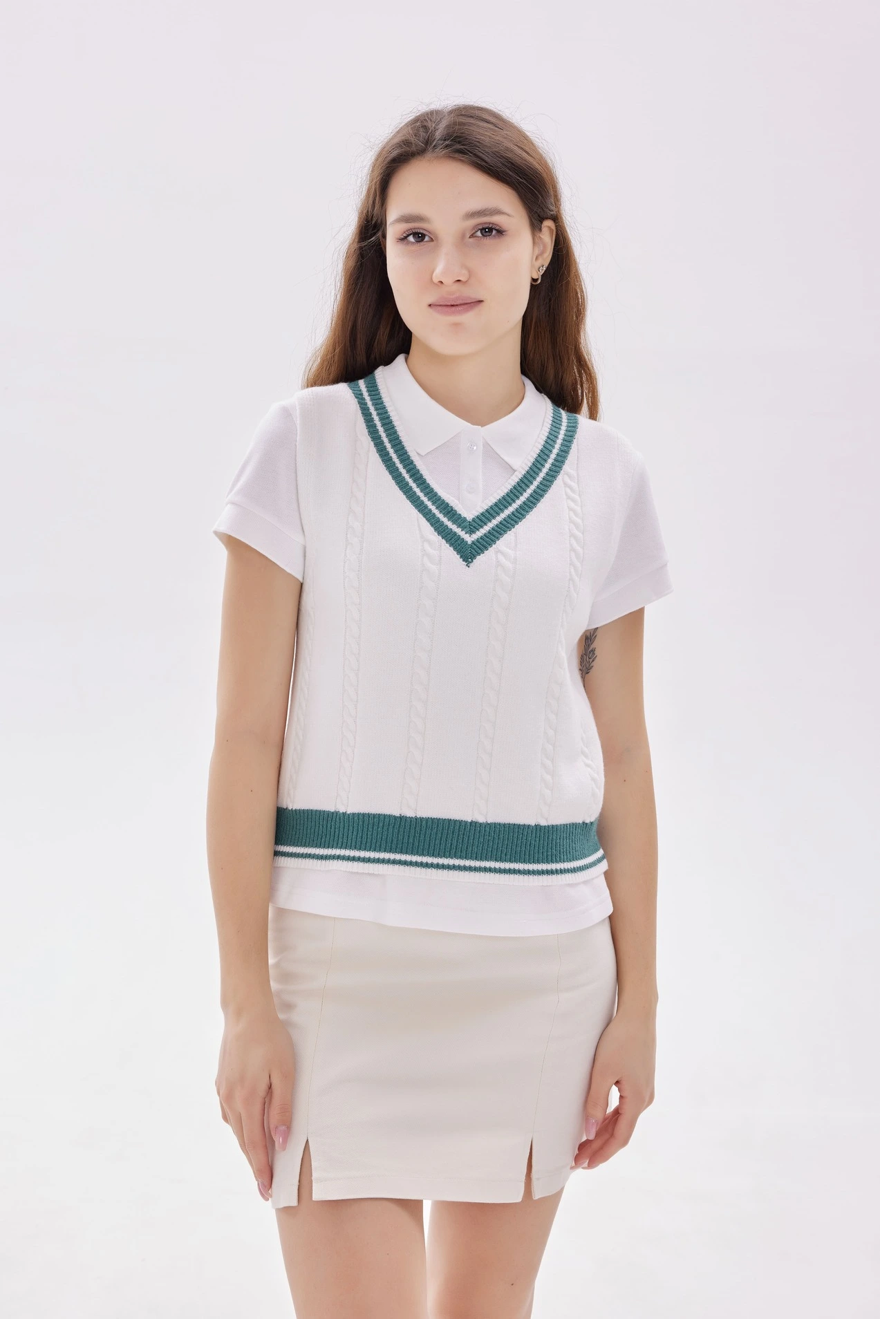 Жилетка зелено-белый для женщин 40119-210 68